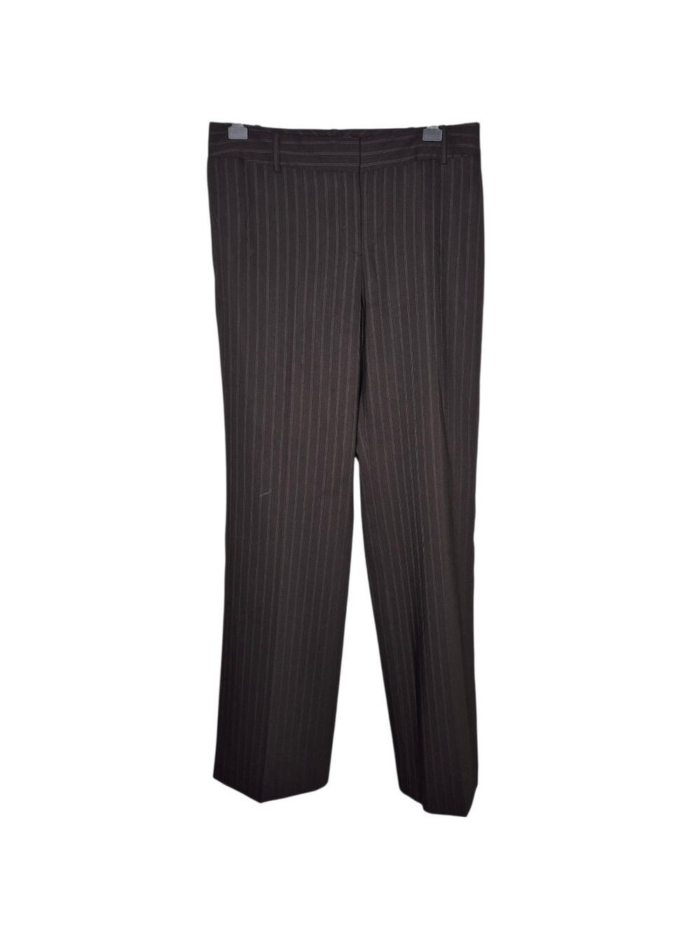 Ann Taylor Brown Pinstripe Wool Blend Dress Pants Size 4 - Picture 2 of 7